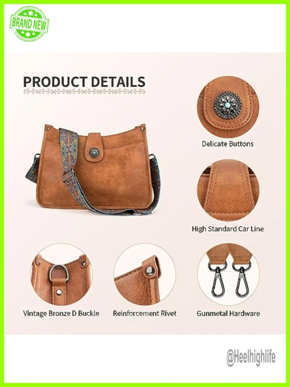 Vegan Leather Hobo Crossbody Bag with 2 Straps, Large Capacity Purse